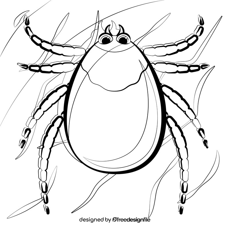 Tick bug insect cartoon black and white vector