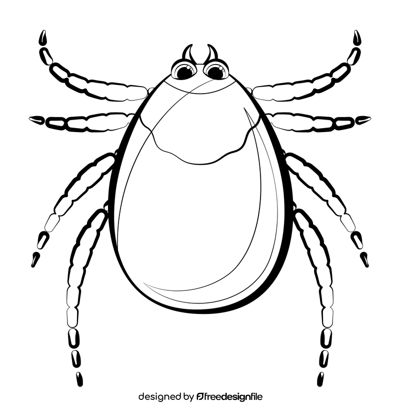 Tick bug insect cartoon drawing black and white clipart