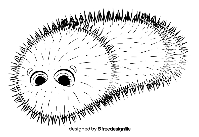 Woolly bear caterpillar cartoon drawing black and white clipart