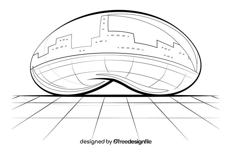 Cloud gate black and white clipart