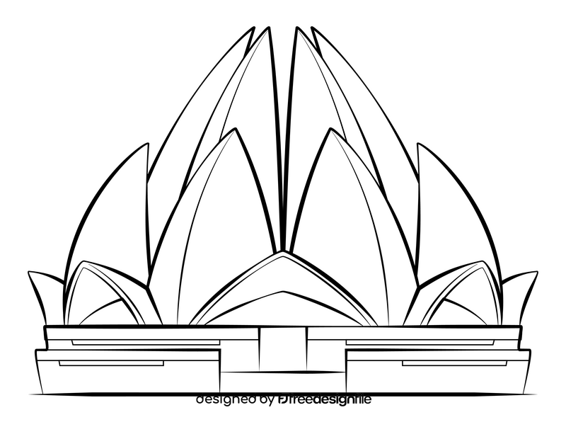 Lotus temple black and white clipart