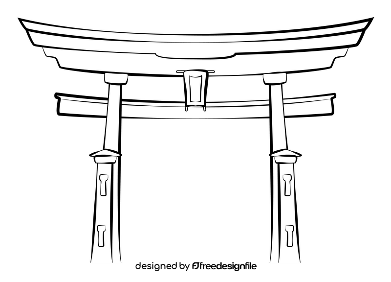 Itsukushima shrine black and white clipart