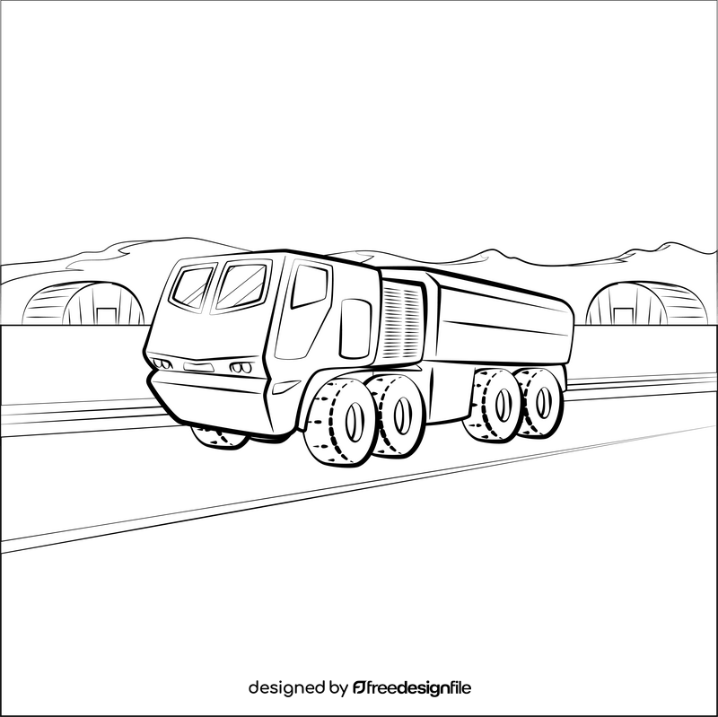 Armored vehicle black and white vector