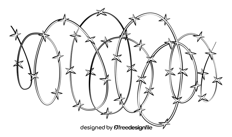 Barbed wire black and white clipart