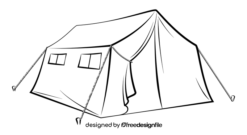 Army tent black and white clipart
