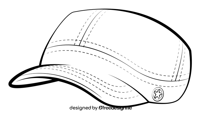 Army cap black and white clipart