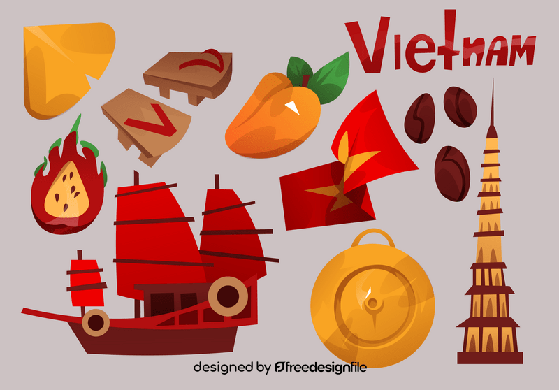 Vietnam icon set vector