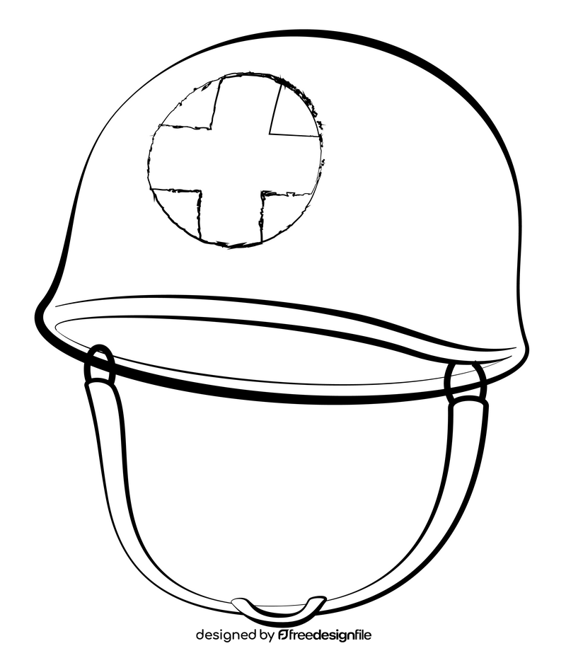 Medic helmet black and white clipart