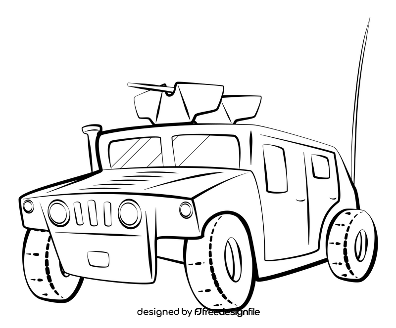 Utility vehicle black and white clipart