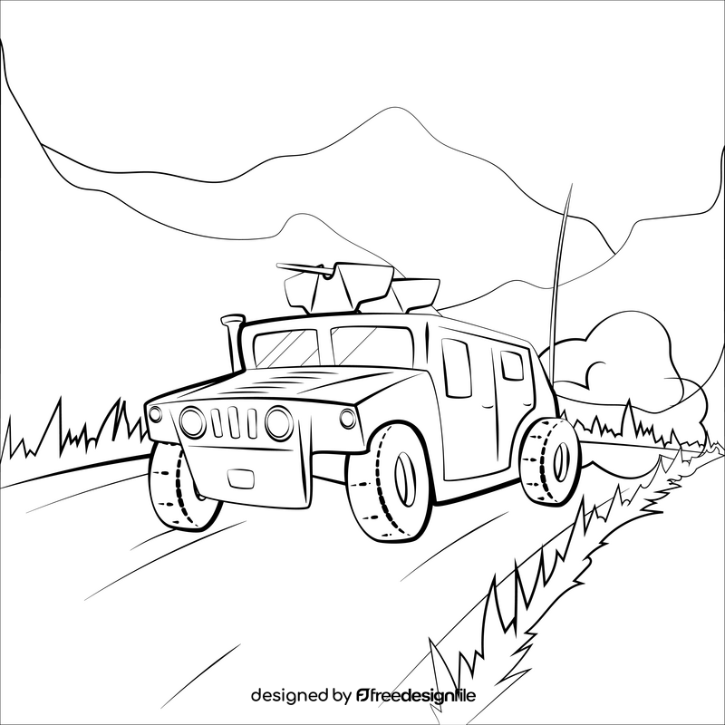 Utility vehicle black and white vector