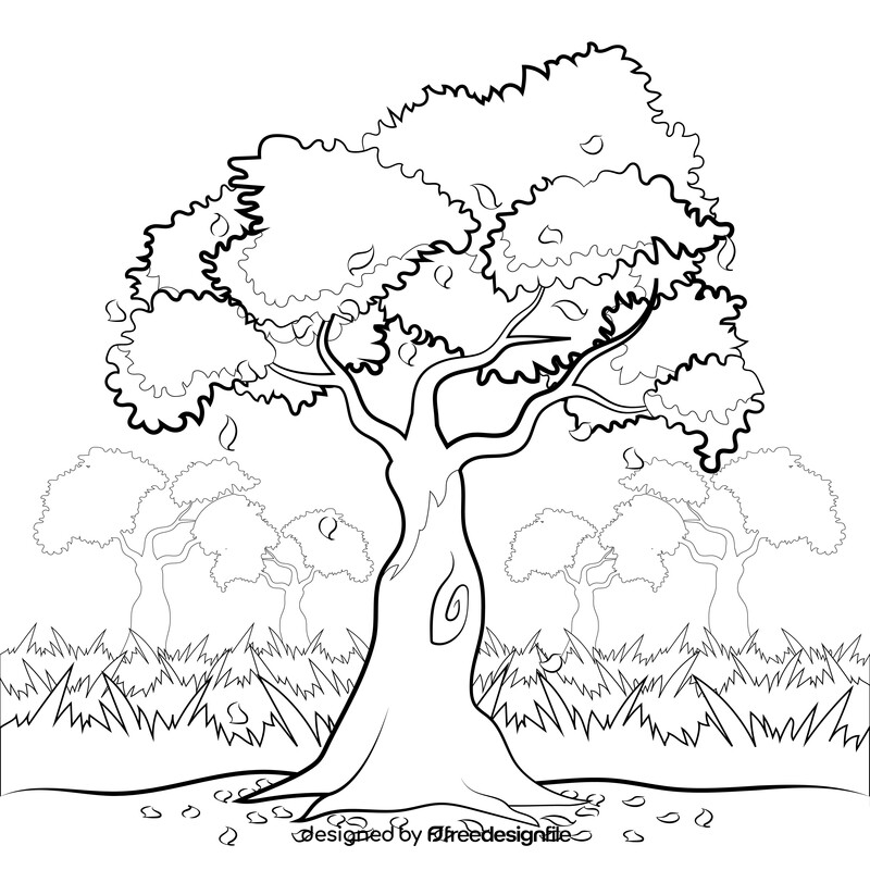 Autumn tree black and white vector
