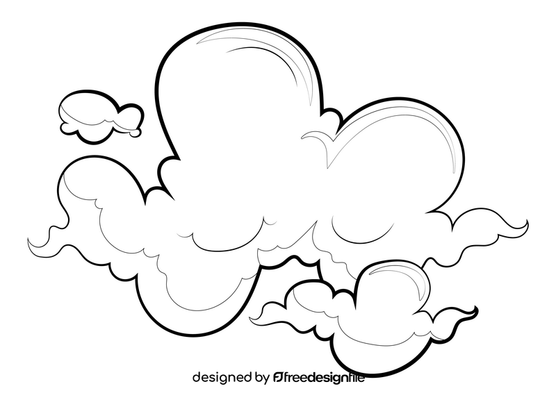 Clouds drawing black and white clipart