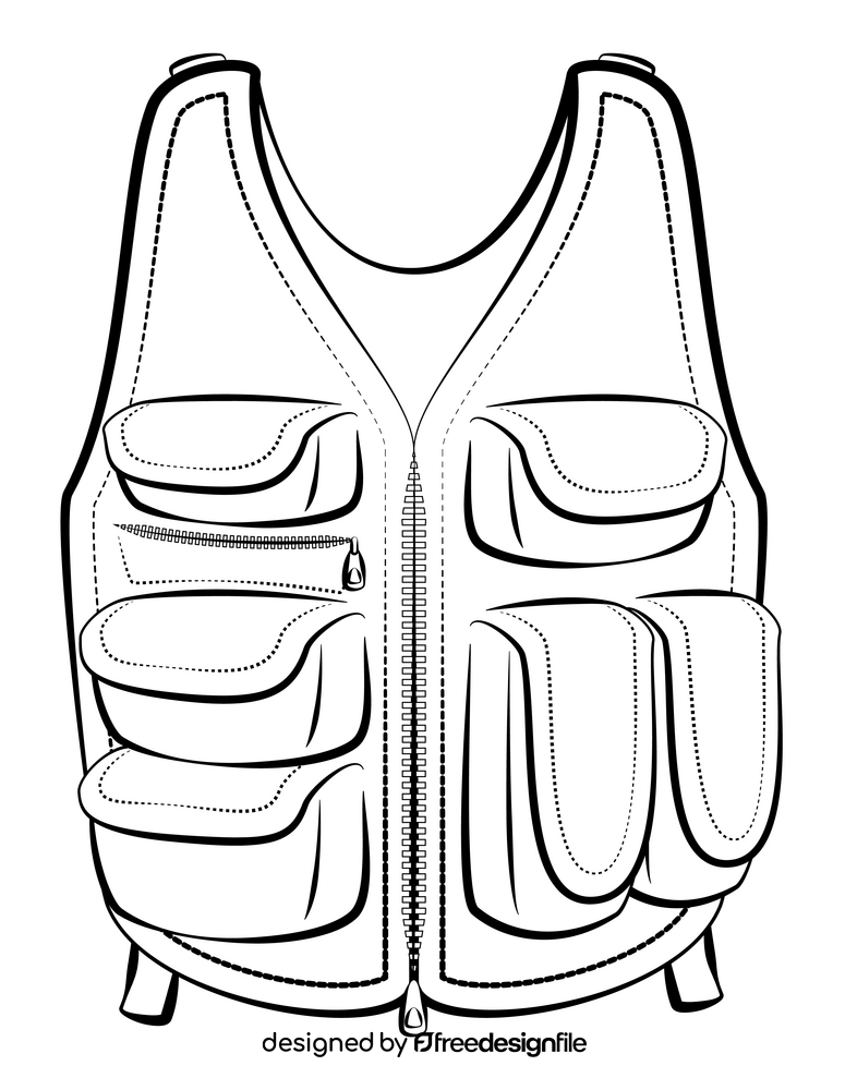Tactical vest black and white clipart