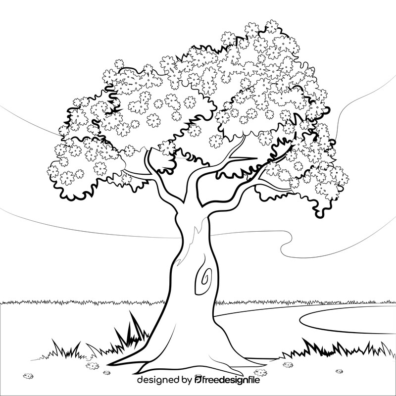 Cherry blossom tree black and white vector