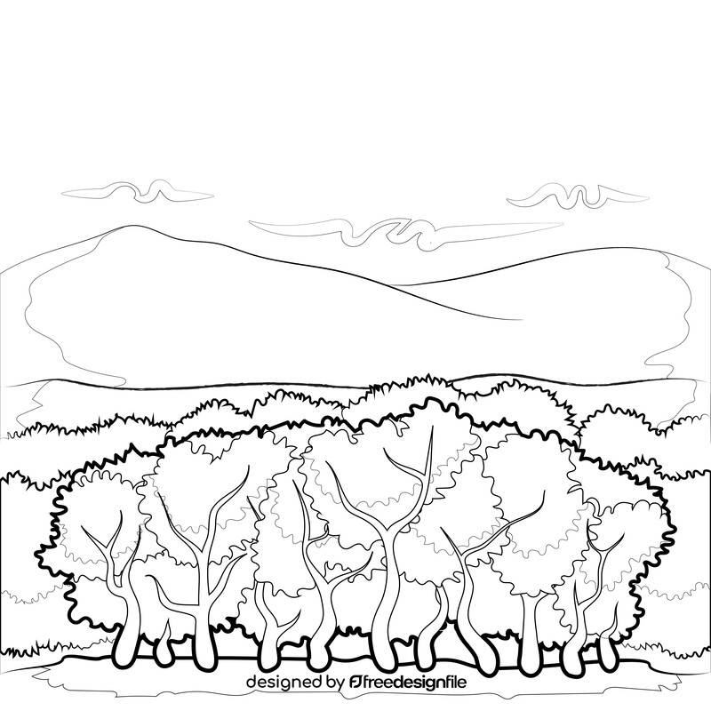 Forest drawing black and white vector