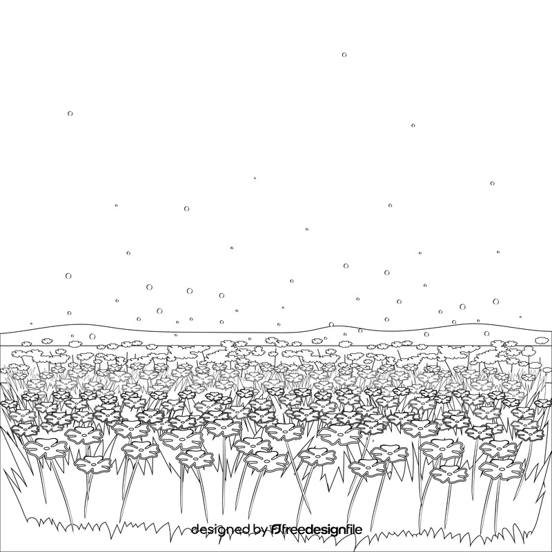Meadow drawing black and white vector
