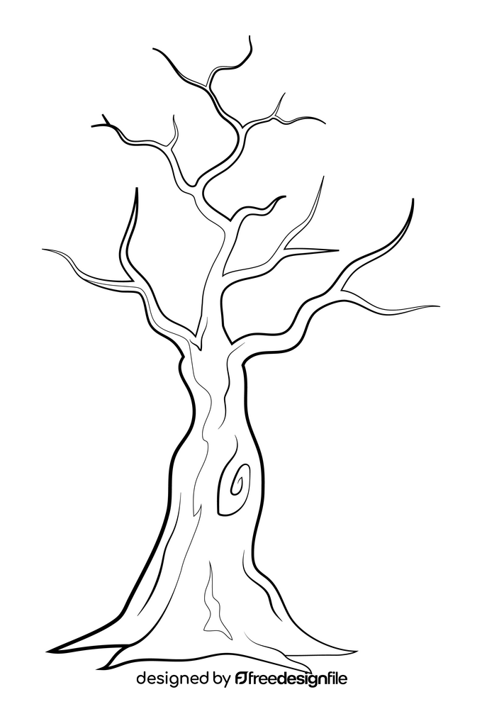 Leafless tree drawing black and white clipart