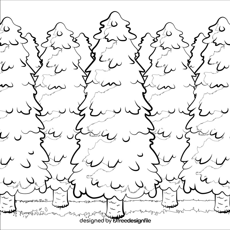 Pine tree black and white vector