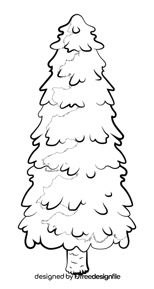 Pine tree drawing black and white clipart