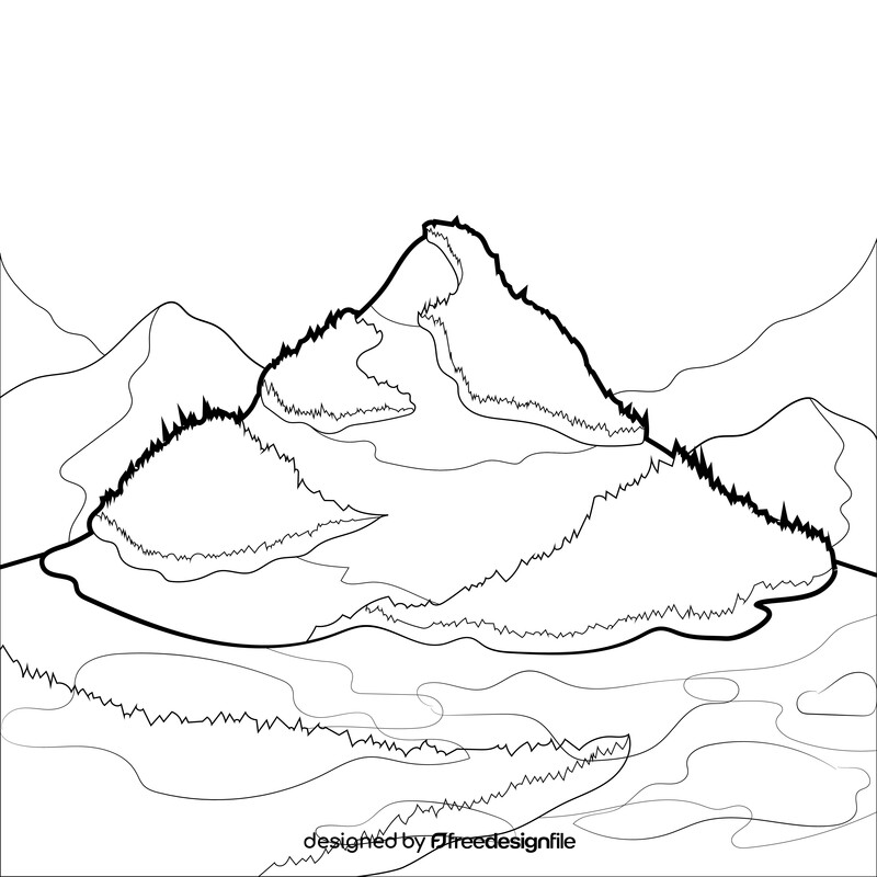 Mountain drawing black and white vector