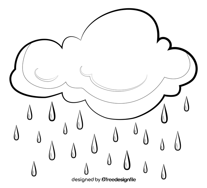 Rain cloud drawing black and white clipart