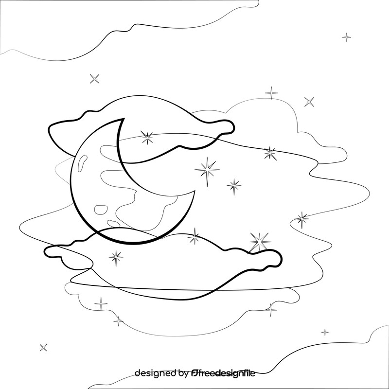 Night sky drawing black and white vector
