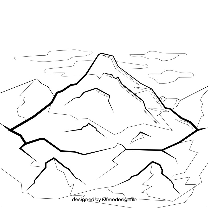 Rocky mountain drawing black and white vector