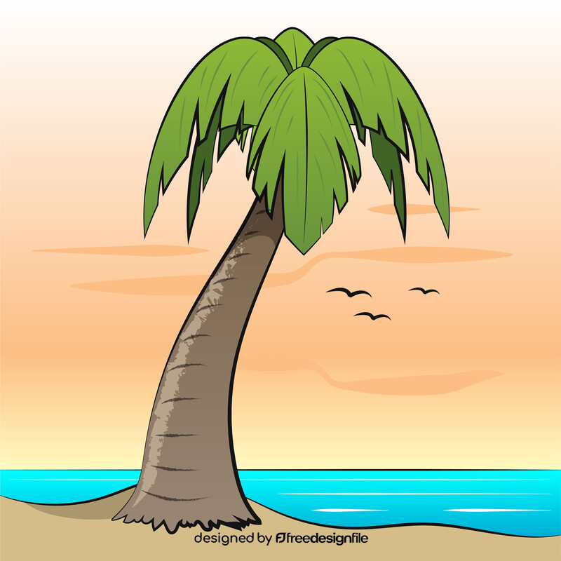 Beach palm tree scene vector