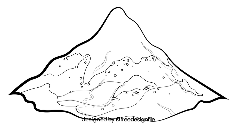 Snowy mountain black and white clipart