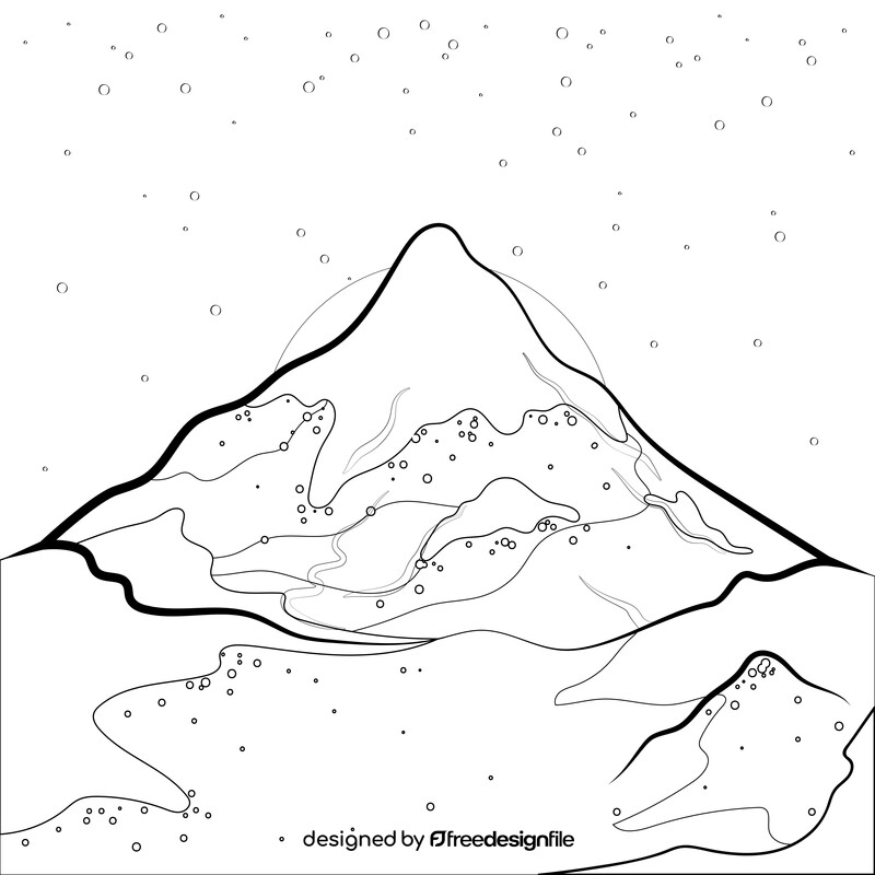 Snowy mountain drawing black and white vector