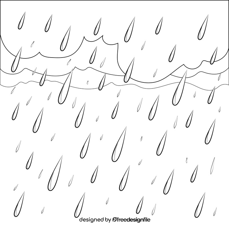 Rain drawing black and white vector