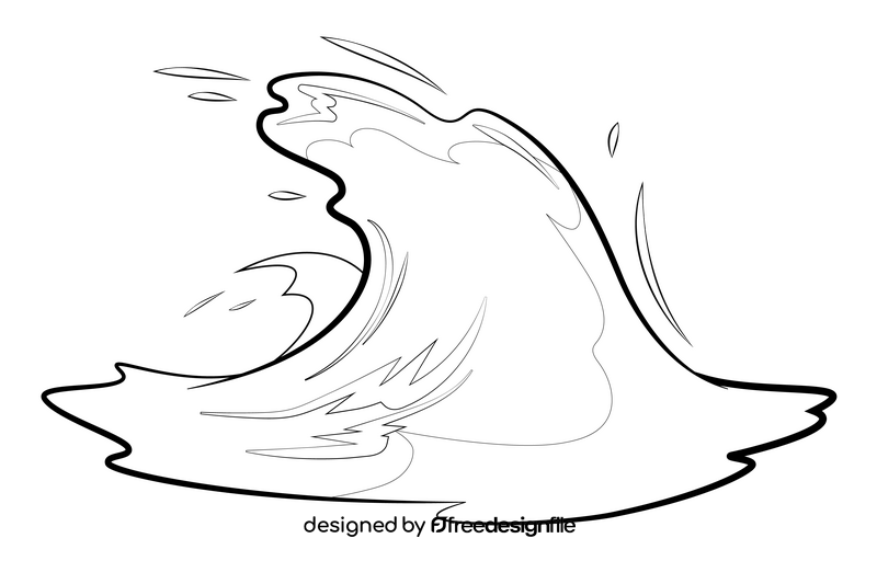 Sea wave black and white clipart