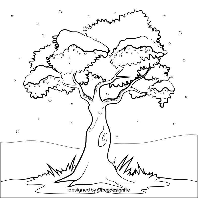 Snowy tree black and white vector
