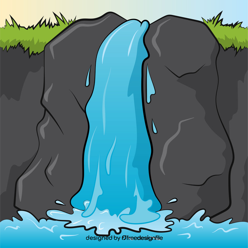 Waterfall scene illustration vector