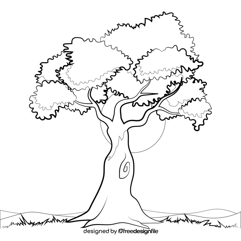 Tree scene black and white vector