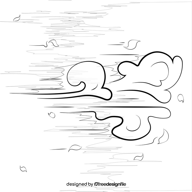 Wind scene drawing black and white vector