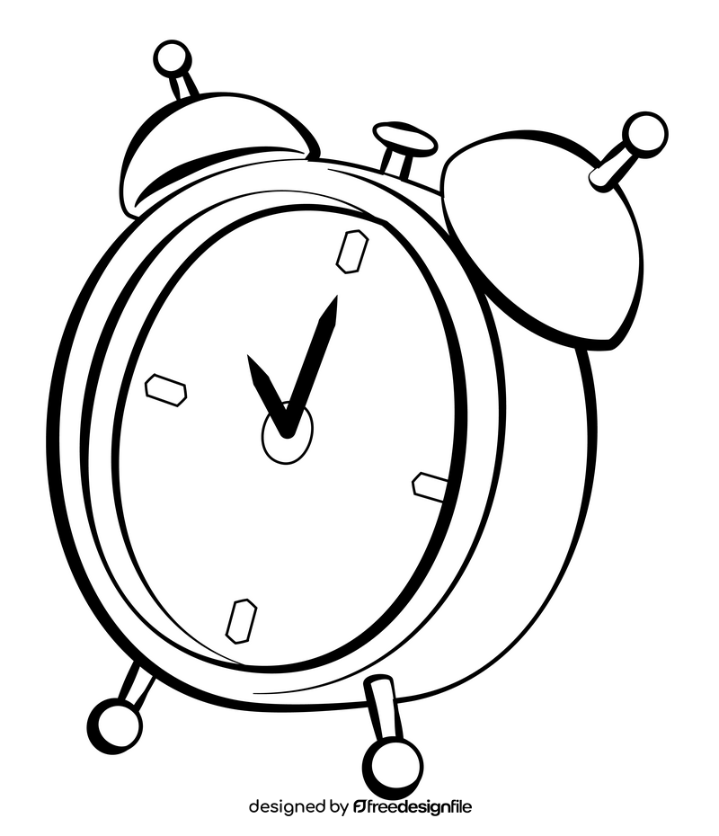 Alarm clock black and white clipart