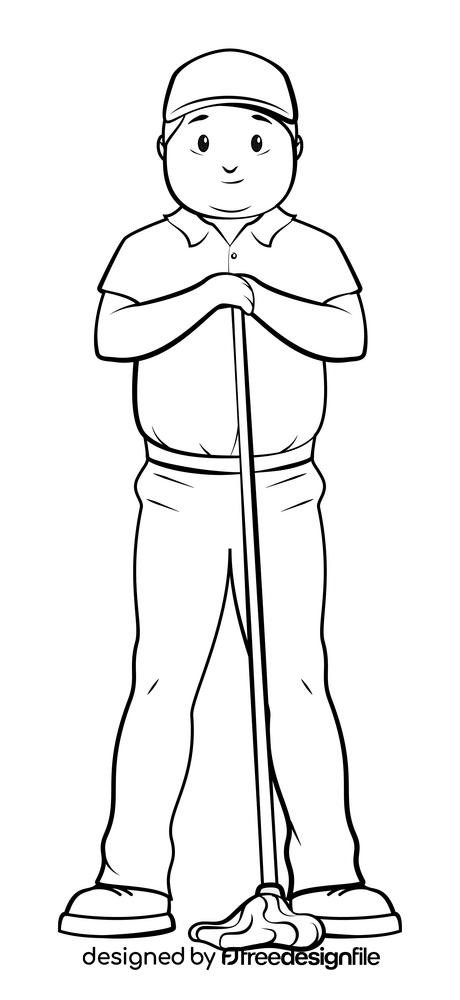 Janitor black and white clipart