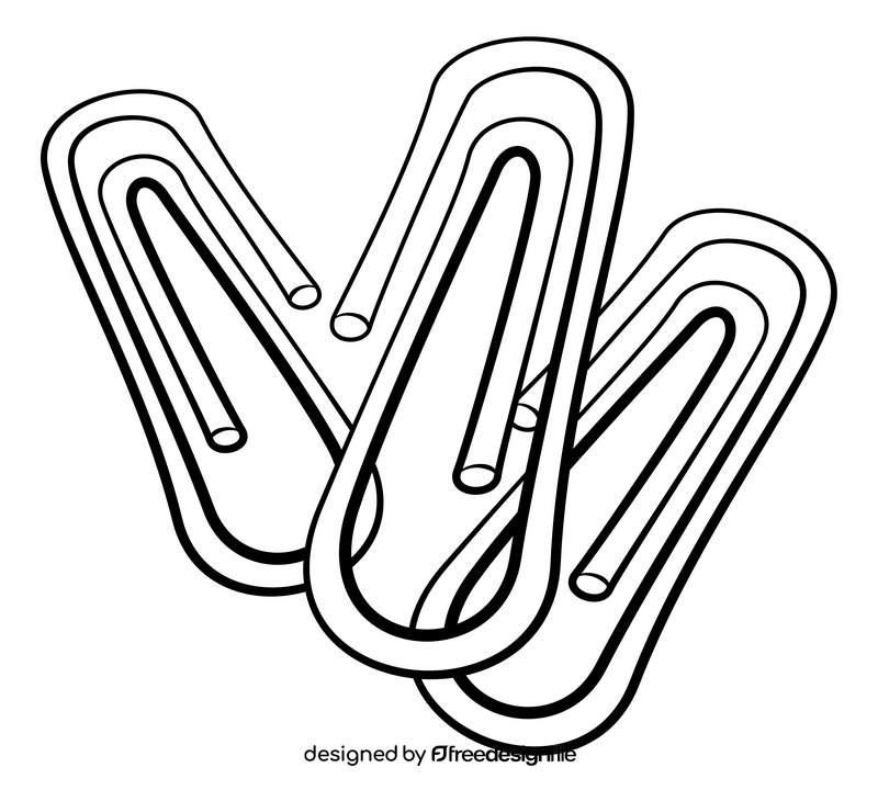 Paper clips black and white clipart