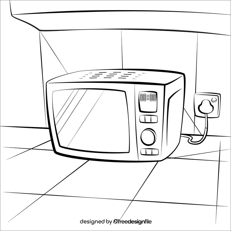Microwave black and white vector