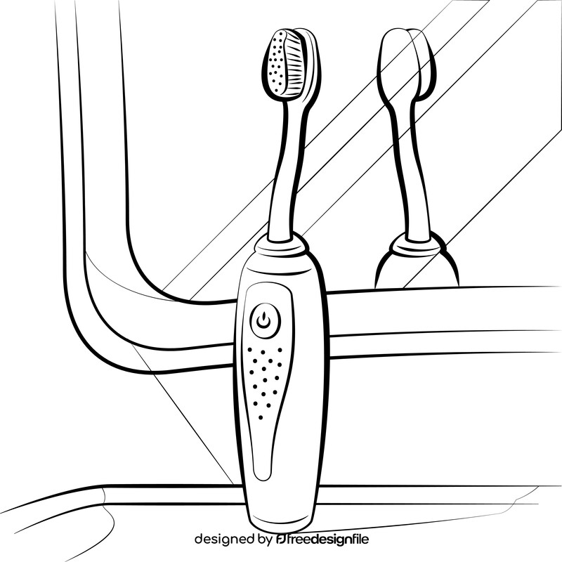 Electric toothbrush black and white vector