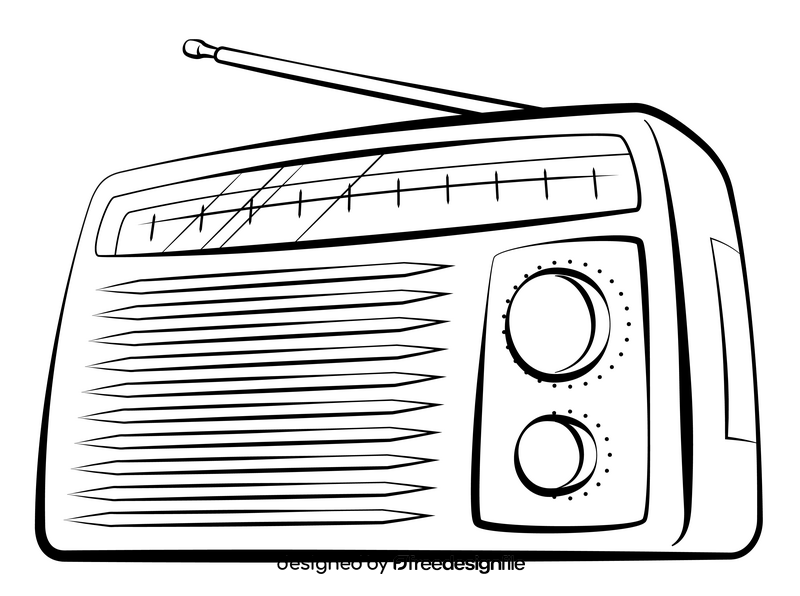 Radio black and white clipart