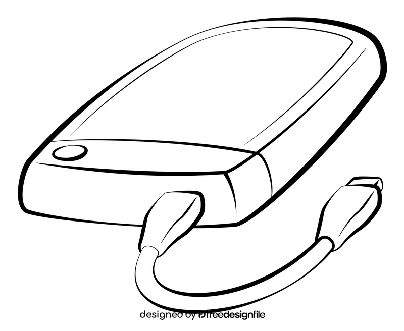 Portable hard drive black and white clipart