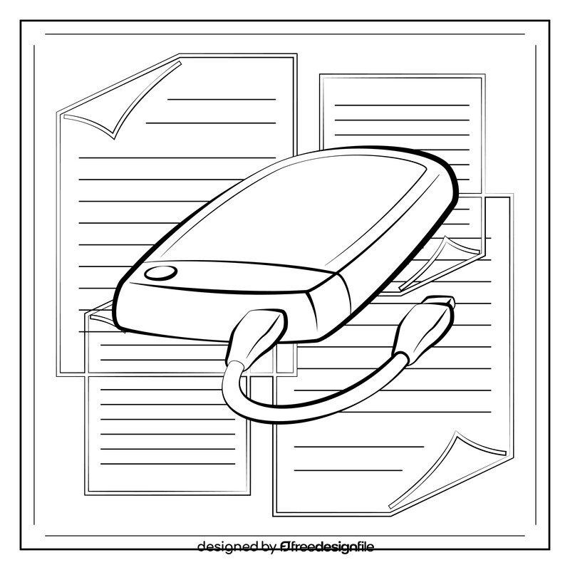 Portable hard drive black and white vector
