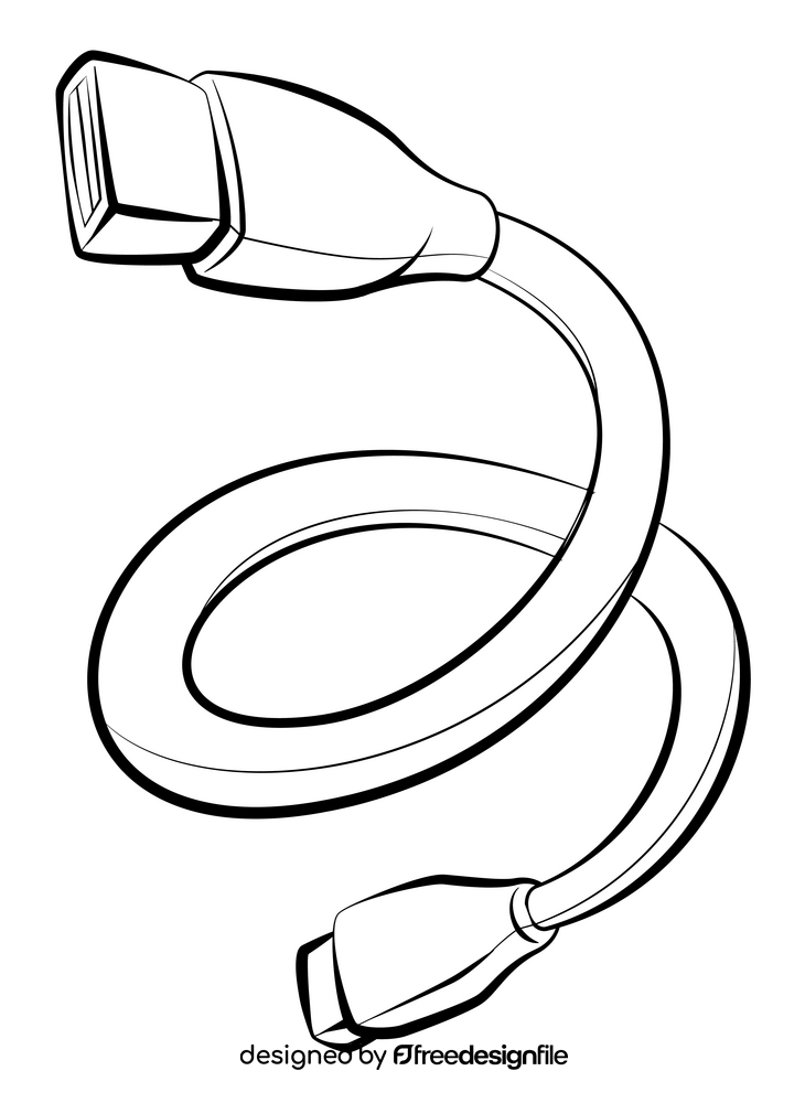 Usb cable black and white clipart