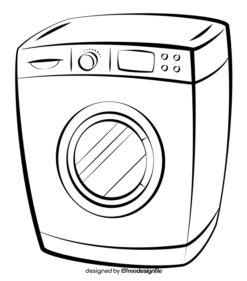 Washing machine black and white clipart
