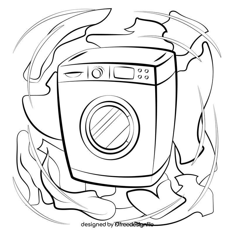 Washing machine black and white vector
