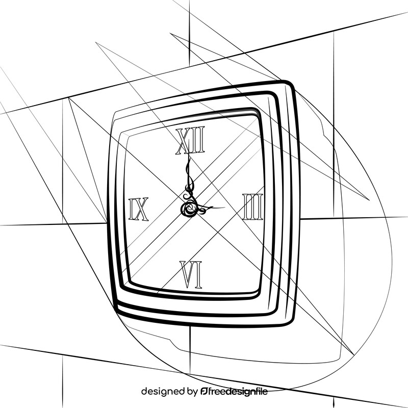 Wall clock black and white vector