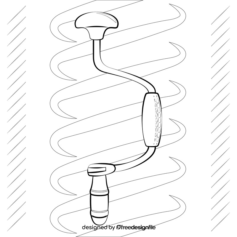 Hand brace drill black and white vector