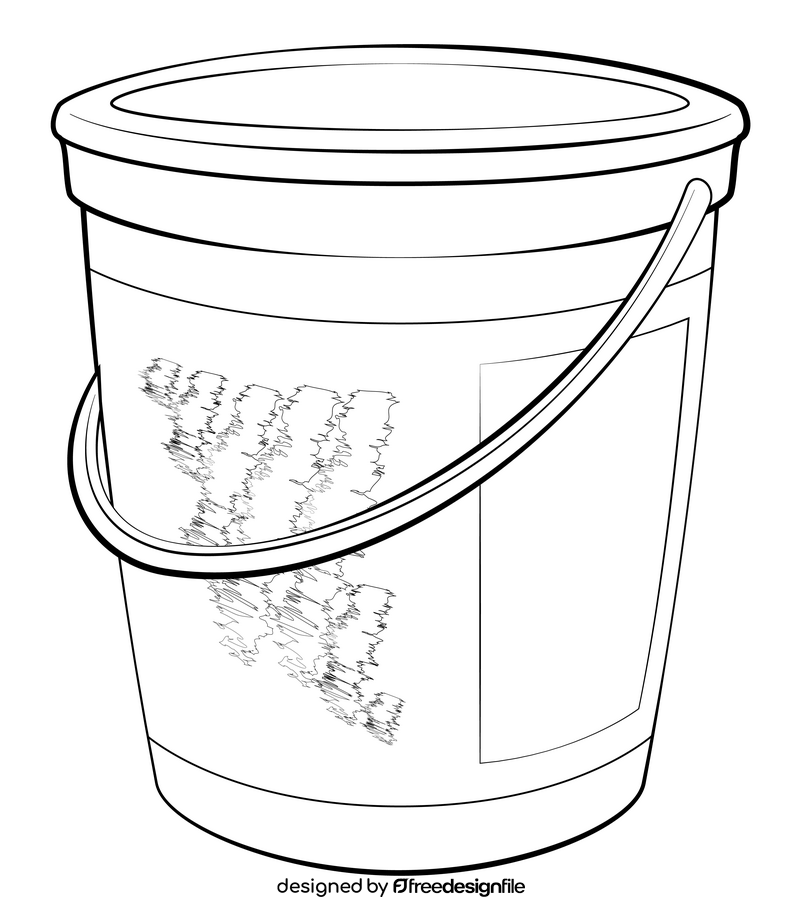 Paint bucket drawing black and white clipart